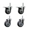 Service Caster 4 Inch Thermoplastic  Rubber Swivel 34 Inch Threaded Stem Caster Set 2 Total Lock Brakes SCC-TSTTL20S414-TPRB-34212-2-S-2 - alternate 1